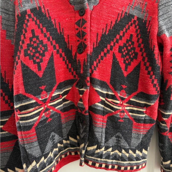 Ralph Lauren Red and Gray Patterned Cardigan - Picture 4 of 7